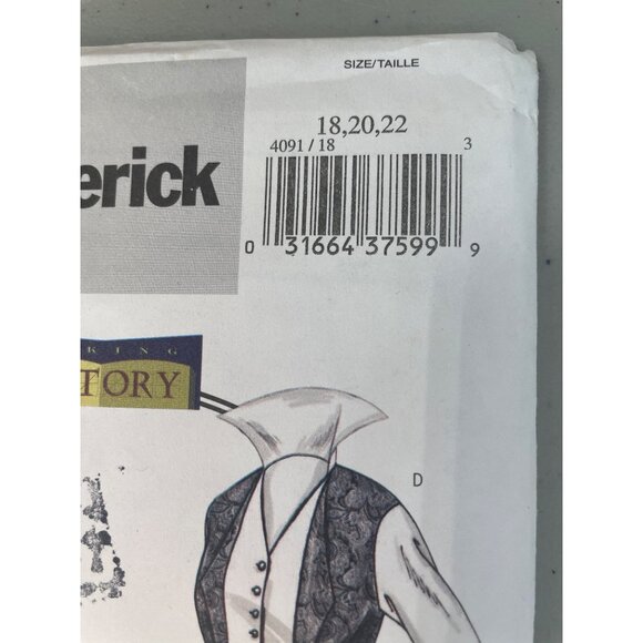 Butterick B4091 Basque Shirt Sewing Pattern Size 18 20 22 Historical UNCUT NEW - Picture 3 of 7